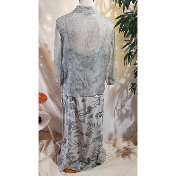 Vtg Jones New York 100% Silk Tropical Floral Maxi Dress Jacket 2 Pc Set Size 14 - Picture 5 of 10